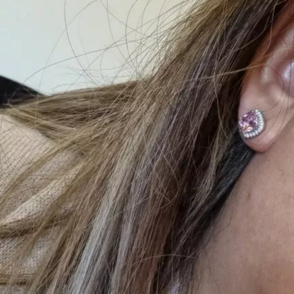 New Silver Square Zirconia Earrings - Picture 2 of 2